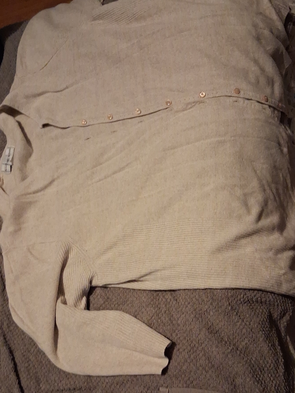 Men's Neutral Beige Button-Up Knit Shirt